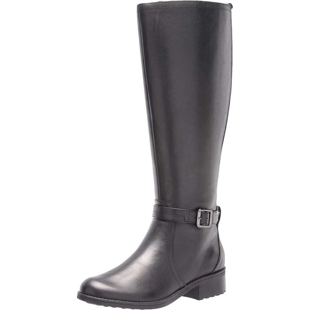 Easy Spirit Women Riding Boots Reverie Size US 5M Wide Calf Black Leather